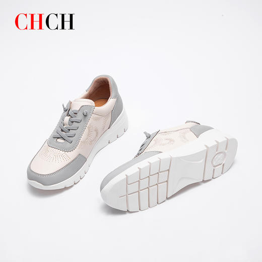 2025春夏CHCH平衡鞋新品牛皮舒适超轻底女鞋拼接深口圆头镂空休闲运动鞋CP1B5041 商品图2