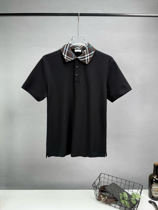 B家 格纹领/刺绣 丝光珠地棉 翻领短袖POLO衫 Z-15089 商品图4