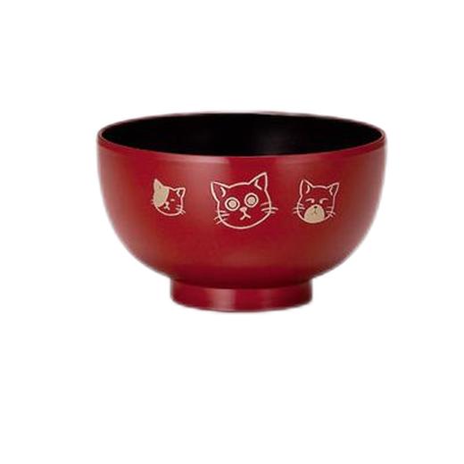 日本进口石田汤碗 调皮猫红色 商品图0