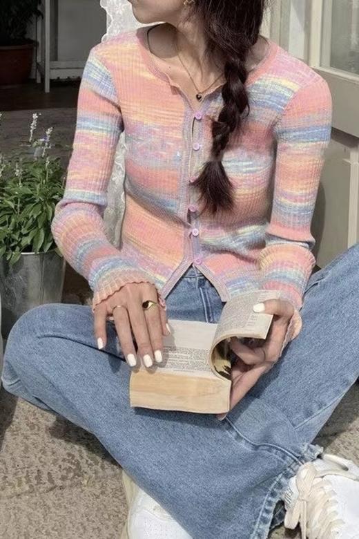 LNNNS 韩版温柔修身花纱针织上衣 17869 商品图1