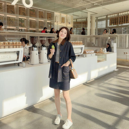 火桐hooton 蚕丝牛仔 及膝牛仔半裙99033 商品图0