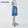蓝汽水2025夏季水洗磨白牛仔五分裤轻复古感侧缝插片拼接休闲短裤 商品缩略图0