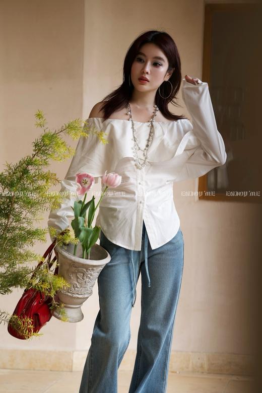 【门店同款】ENJOY春季绮梦繁花一字肩收腰上衣 161911201 商品图0