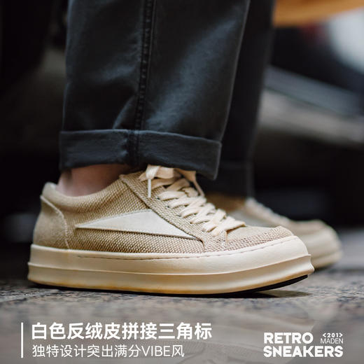 马登男士板鞋小众厚底增高百搭潮鞋子美式高街复古做旧休闲帆布鞋 商品图2