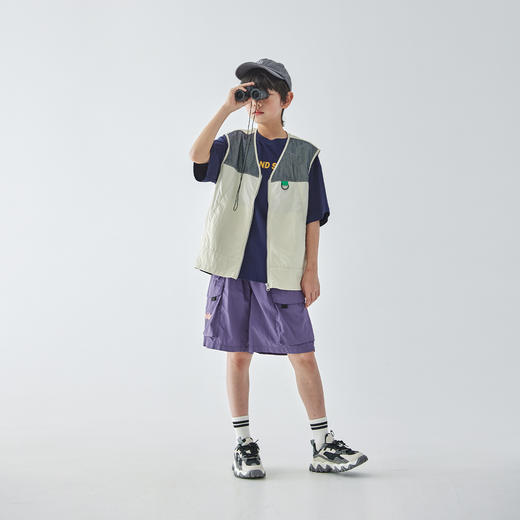 蓝汽水2025春夏款轻薄网布拼接马甲山系工装风肌理感百搭无袖上衣 商品图1