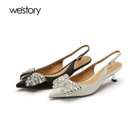 westory夏季新款羊皮优雅尖头细高跟空鞋女W23AH56261