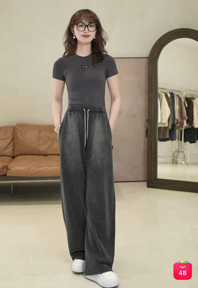 THS-限时  缪家 女士坑条针织短袖T恤 BH2571