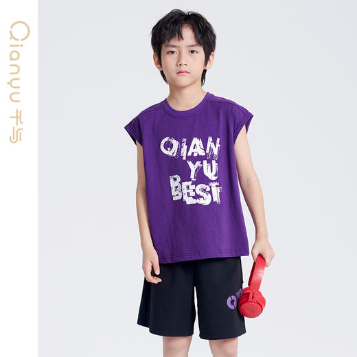 笛莎千与2025夏新款男童时尚男童背心短裤套装 商品图0