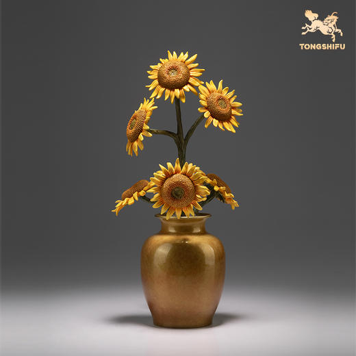 铜师傅《向阳花开》客厅桌面一举夺魁向日葵铜摆件 家居工艺品 商品图1
