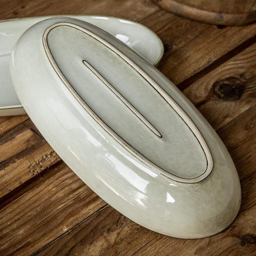 【复古vintage鱼盘】11英寸窑变椭圆蒸鱼盘家用陶瓷盘日料盘 商品图3