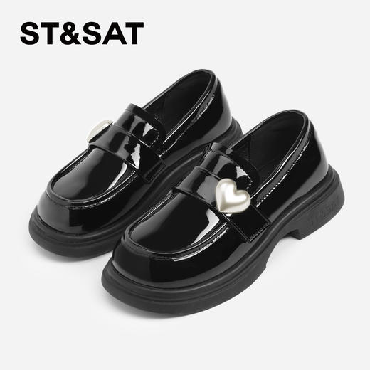 【童鞋】星期六英伦学院风爱心小皮鞋女童乐福鞋SSD1191L4R 商品图1