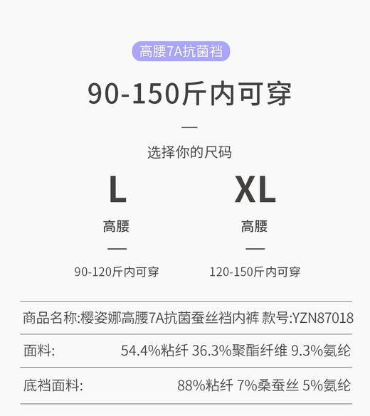 【初秋福利，樱姿娜超值2盒装】高腰蝴蝶裤WL87018，舒适云朵棉，高腰轻收腹 商品图6