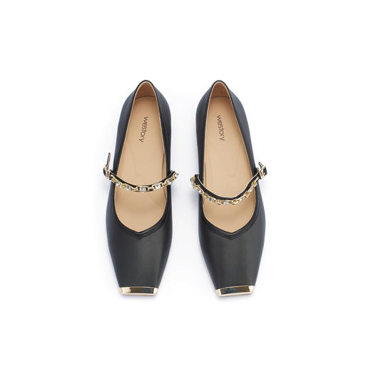 westory春季新款小低跟金属圆头优雅舒适玛丽珍单鞋W24AE56831 商品图3