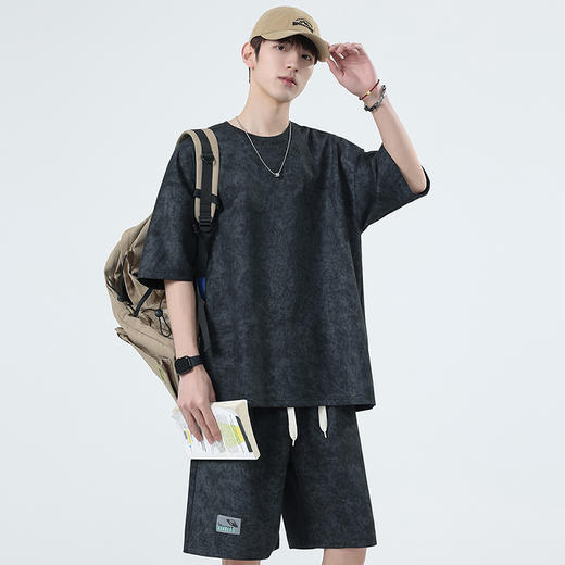 【特大码】【空气层】【DSY】大依优型大码圆领短袖T恤短裤套装夏季加肥加大肥佬休闲宽松透气上衣男士半袖夏装300斤 商品图8