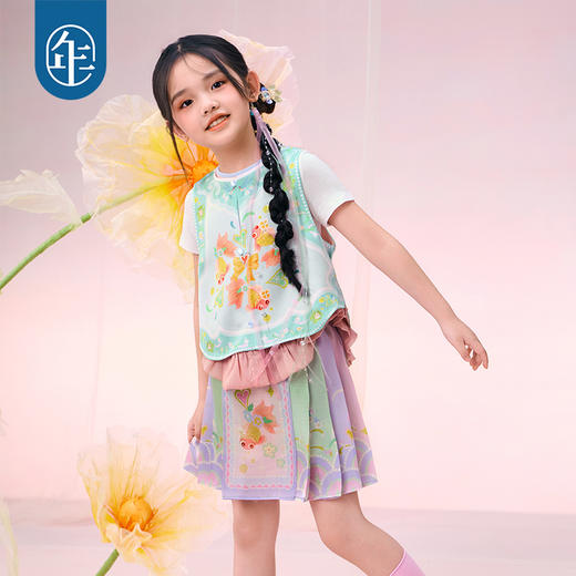 年衣童装女童2025新款如鱼得水中式马甲 | 潮流设计、精致刺绣+百搭设计、穿出小仙女范儿 商品图1