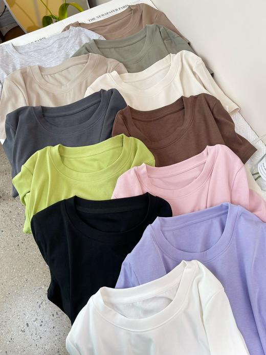 严选 | 青岛即墨自有工厂 女款圆领 修身短袖打底衫 多色可选 M-XL码  经典基础款 衣橱必备 商品图3