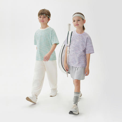 【透气快干】马克珍妮男女童条纹短袖T恤 儿童上衣夏装新款550606 商品图1