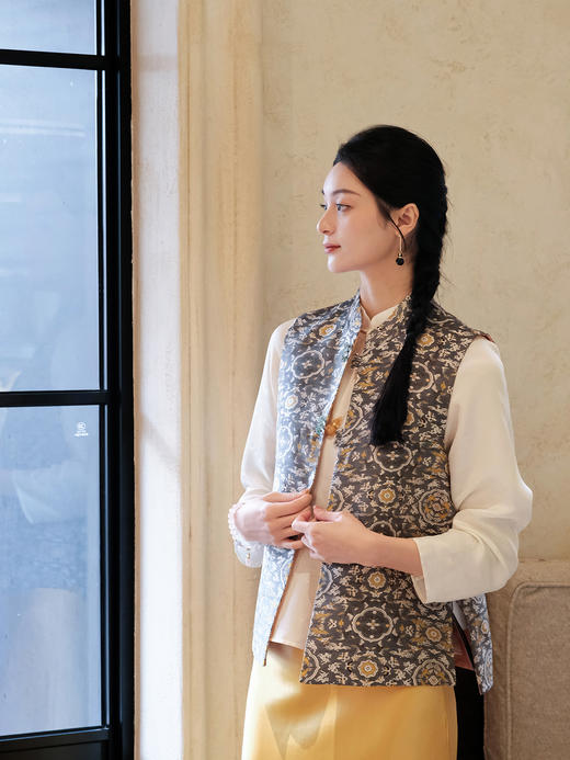 盛唐牡丹|鹤鹿同春宋锦双面穿马甲 商品图3