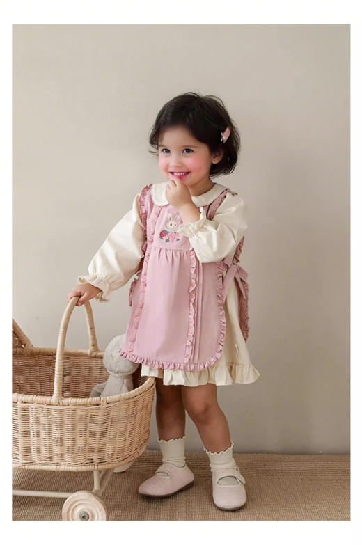 裁缝学苑TQ152娃娃领连衣裙纸样儿童木耳边无袖背心罩裙套装样板 商品图1