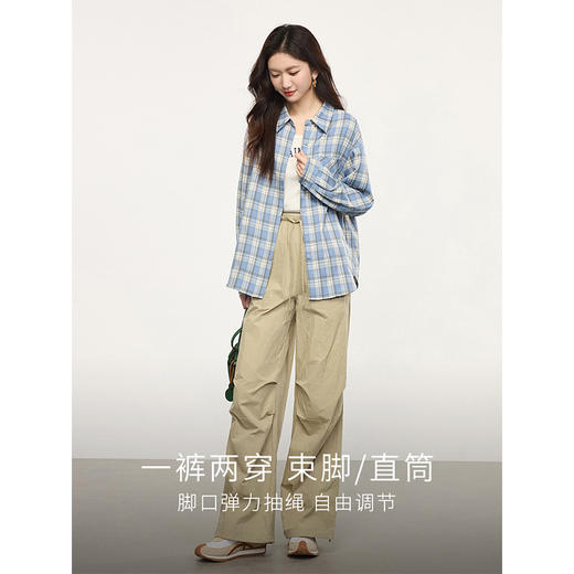 【专属特价】熙世界户外运动风阔腿工装裤女2025春秋新款美式宽松束脚直筒长裤 商品图2