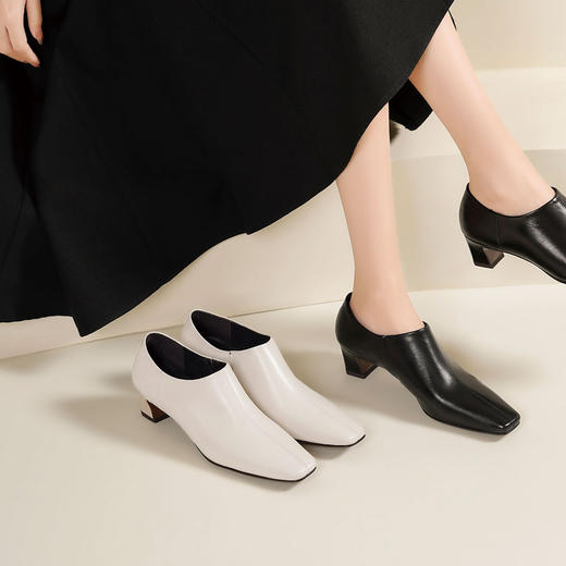 westory2025春季新款尖头乐福鞋舒适低跟豆豆鞋女S25AM58501 商品图6