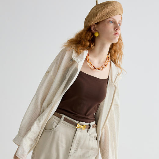 谜底吊带上衣女2025夏新品百搭日常轻盈紧身运动短内搭252MN0695 商品图1