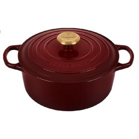 法国进口（Le Creuset）酷彩铸铁锅圆形22cm3.3L石榴红色