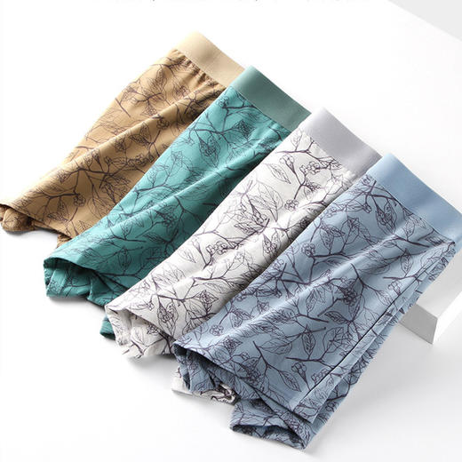 【男士全棉印花树叶款平角裤】全棉印花男士内裤棉质透气男生运动休闲平角四角短裤 商品图3