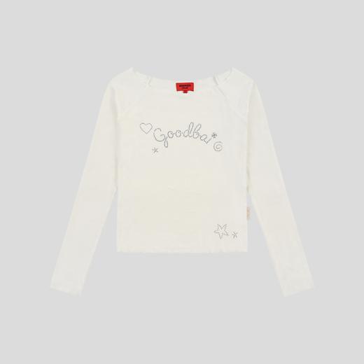GOODBAI GOODEES烫钻logo一字领长袖T恤 商品图3