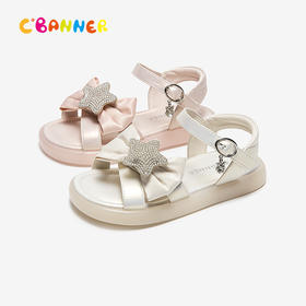 千百度童鞋蝴蝶结平底休闲凉鞋女童洋气可爱外穿凉鞋A25357301