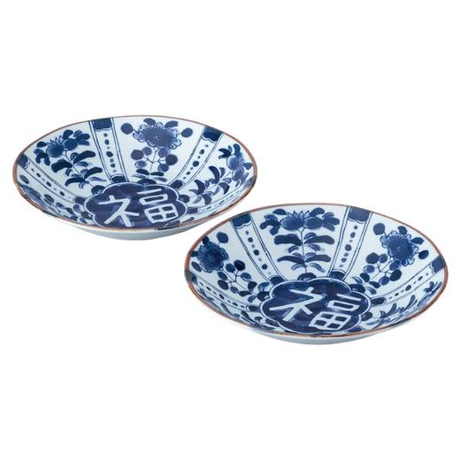 日本进口西庵窑蓝染工房重量超轻吉祥咖喱碗套装 商品图0