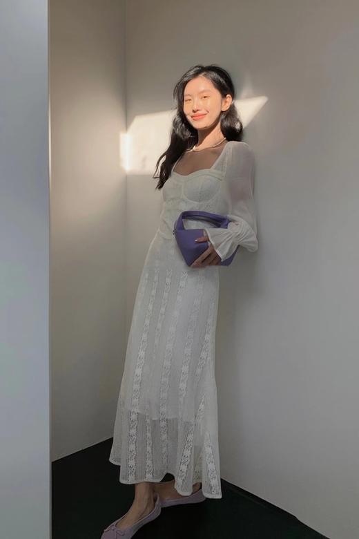 L.Fleuri 甜美桃心领蕾丝收腰显瘦连衣裙 17921 商品图4