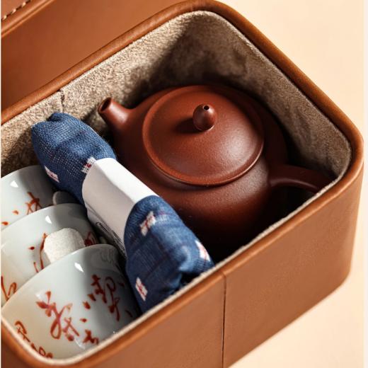 石音小品壶套装 原矿清水泥 旅行皮制包装 全麻小茶巾备上 使用方便 商品图4