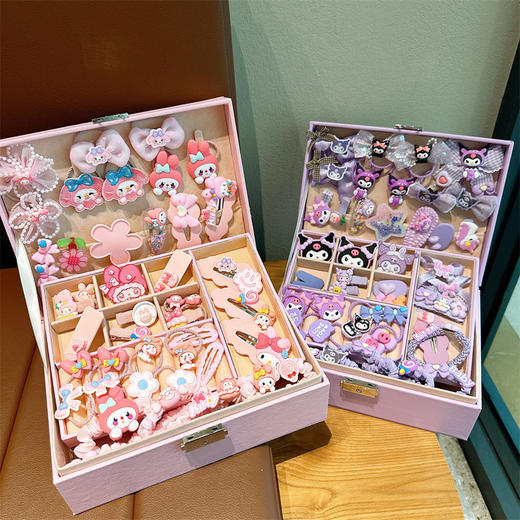 【精致皮筋首饰盒，多款发饰搭配！】儿童发饰礼盒 小女孩生日礼物 六一公主皮筋首饰盒套装 女童发夹头饰-QQ 商品图1