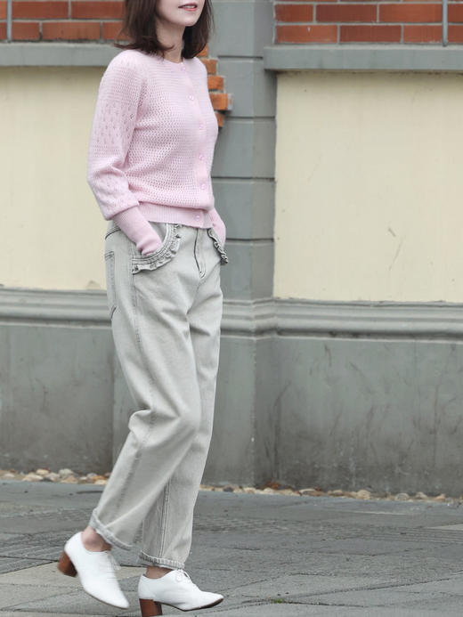 TYNVIE 羊绒羊毛混纺开衫-粉色 商品图7