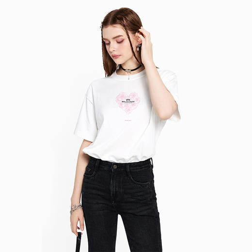 【明星同款】IDEVERRAY夏季男短袖t恤女2024新款纯棉宽松美式情侣19B012-TM926 商品图4