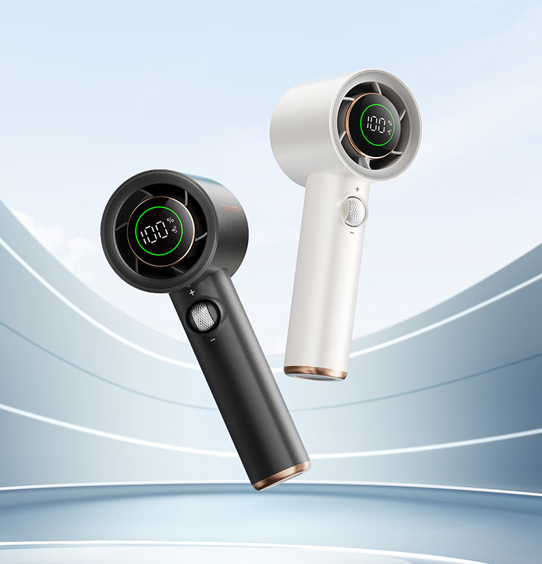 积分免费兑：摩飞电器（Morphyrichards）手持电风扇迷你便携式涡轮小风扇户外露营出行风宝100档风力智能变频长续航高速小风炮MR3600灰