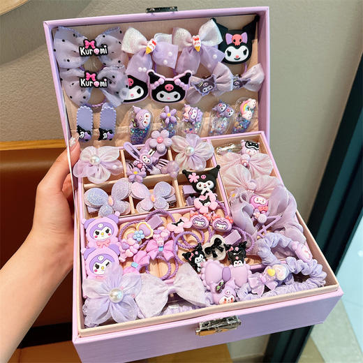 【精致皮筋首饰盒，多款发饰搭配！】儿童发饰礼盒 小女孩生日礼物 六一公主皮筋首饰盒套装 女童发夹头饰-QQ 商品图5