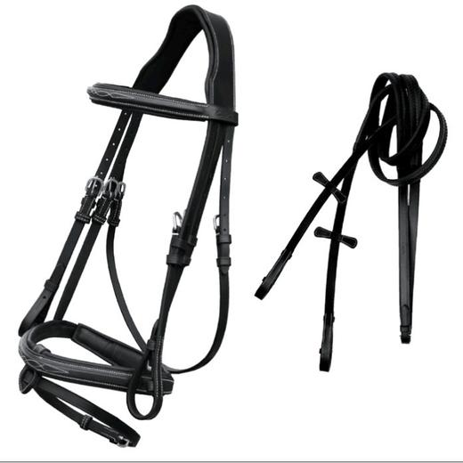 牛皮水勒僵欧洲进口骑马缰绳马术装备马匹用具骑马装备1047QS 商品图1