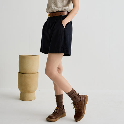 谜底短裤女2025夏季新品百搭日常弹力LOGO短裤合身裤子252MK0573 商品图1