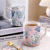 nosin诺轩中式复古水墨丹青牡丹陶瓷马克杯子带盖个性女水杯家用诺轩水墨丹青马克杯铂金灰 商品缩略图1