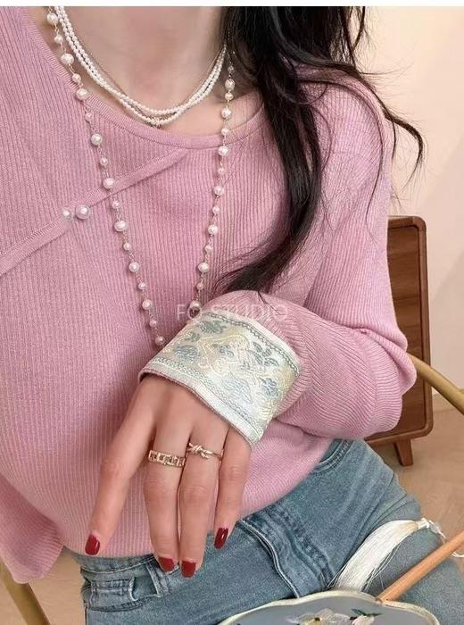 新中式羊毛莱赛尔针织国风衫 商品图3