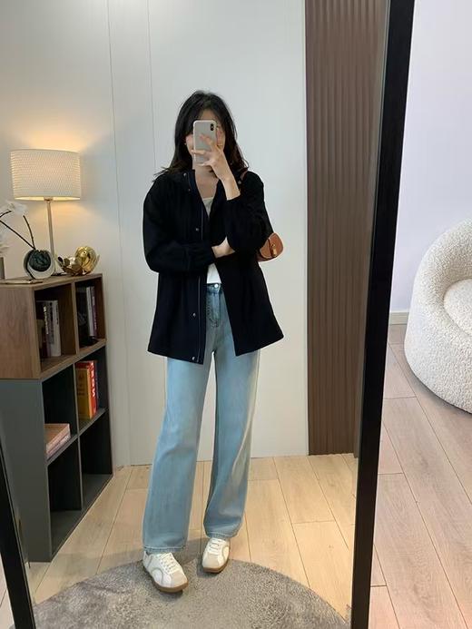 小禾同款含羊毛丝精纺连帽抽绳休闲OL同步外套夹克 商品图7