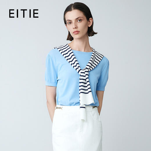 EITIE爱特爱夏新款简约基础款舒适弹力修身通勤百搭针织衫7801502 商品图1