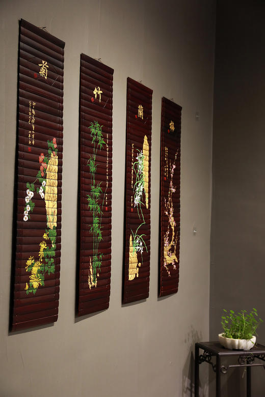 梅兰竹菊°彩绘四条屏26*120cm 商品图2