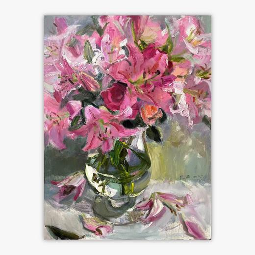 张西《舞蹈的百荷》油画80CM*60CM 手绘油画布作品 商品图0