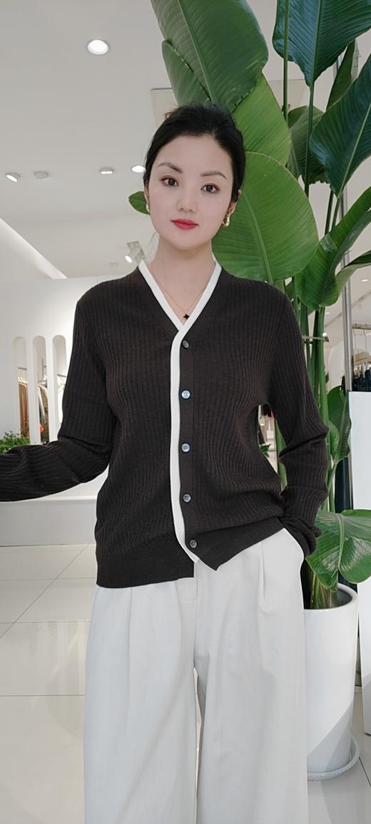 580868福利款 V领拼色含羊毛针织衫，黑灰 咖 商品图6