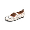 Westory2025年春季牛皮雕花镂空圆头平跟软底玛丽珍浅口单鞋S25AH58991 商品缩略图1