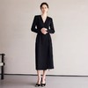IWY/冷淡系别致裙子深V领连衣裙职业装中长款系带西装小黑长裙礼服 Q1248 商品缩略图4