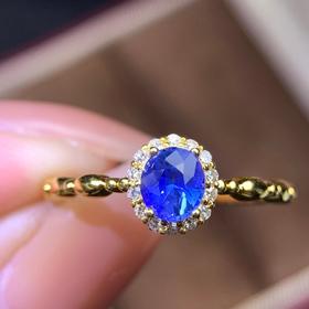 0.7ct刻面蓝宝石戒指